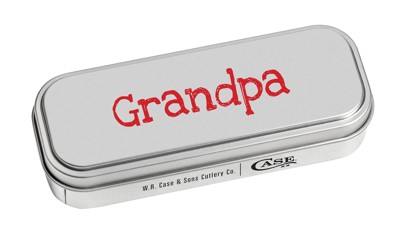 Case Knife Grandpa Dark Red Bone Smooth Trapper W/Tin 10433