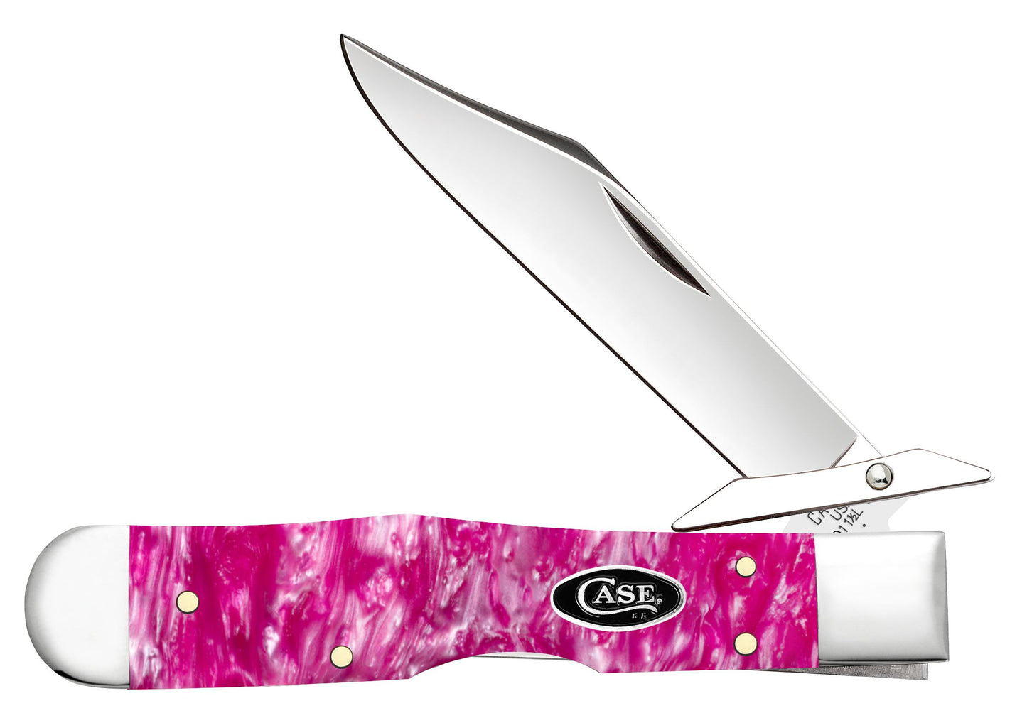 Case Knife Pink Crackle Kirinite Smooth Cheetah Cub 16166