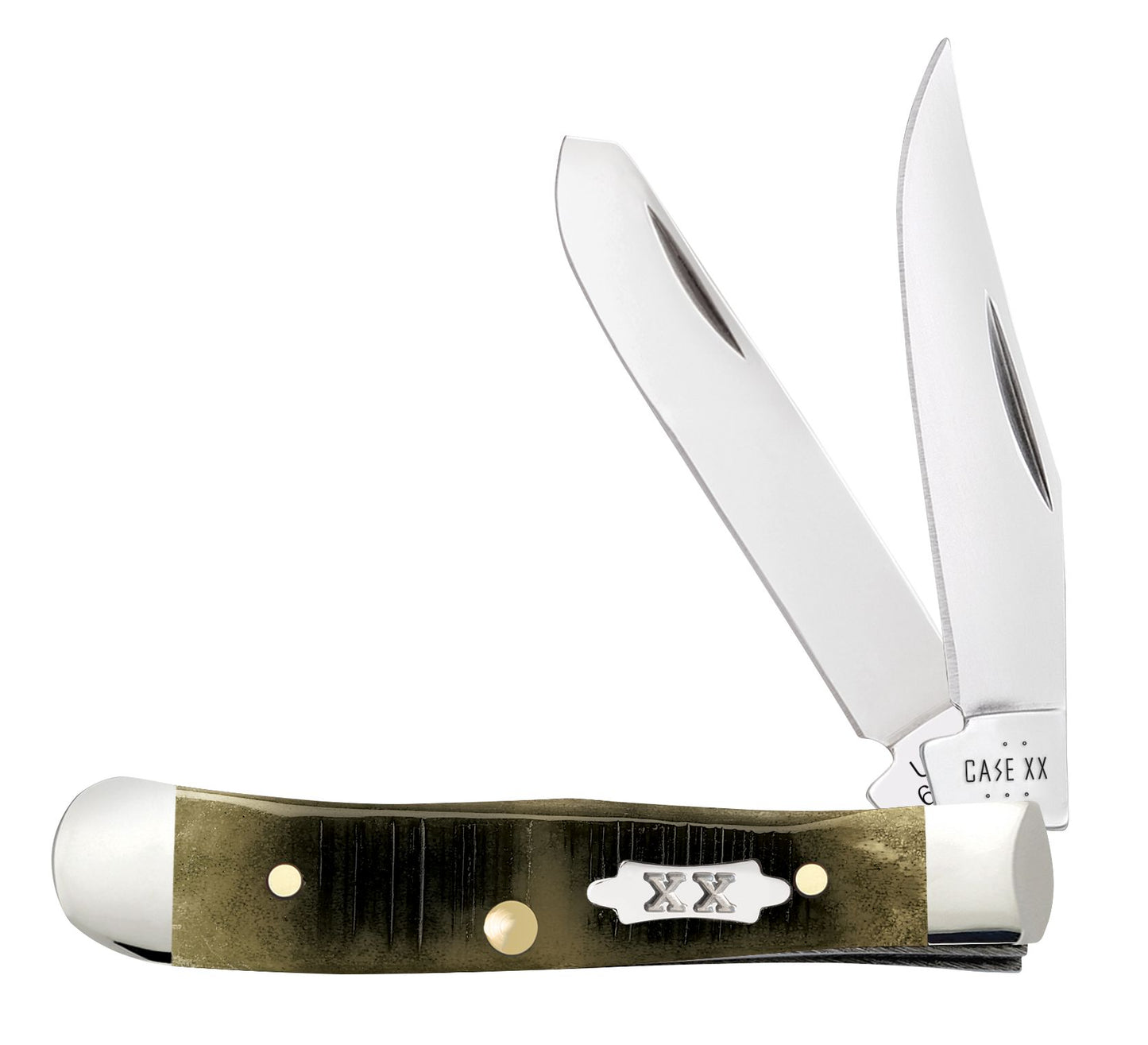 Case Knife Olive Green Sawcut Jig Tiny Trapper 39231