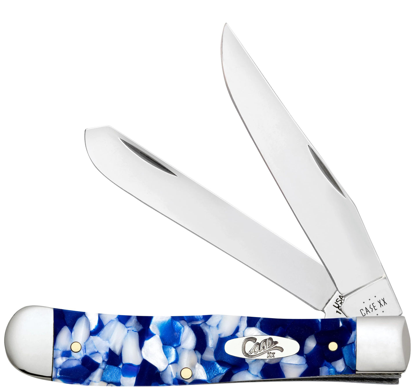 Case Knife Blue Crackle Kirinite Trapper 50720