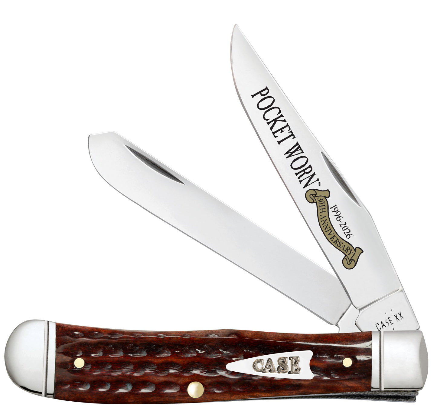 Case Knife Pocket Worn Mahogany Bone Corn Cob Jig Trapper Fluted 55230