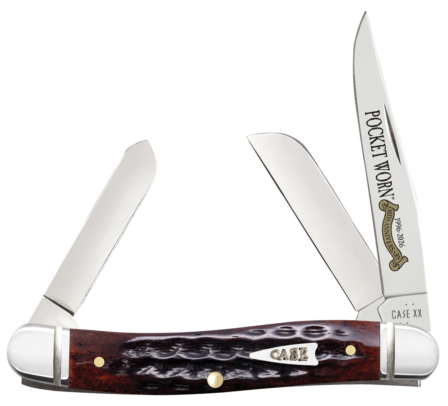 Case Knife Pocket Worn Mahogany Bone Corn Cob Jig Medium Stockman Fluted 55232