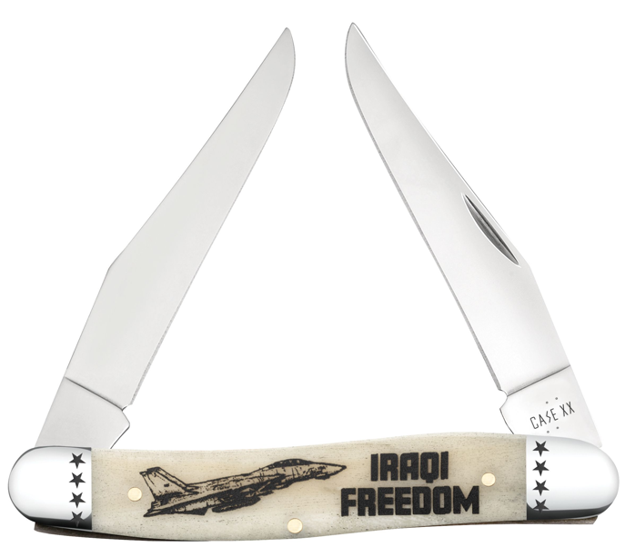 Case Knife Iraqi Freedom Natural Bone Muskrat 58494