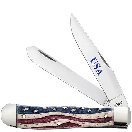 Case Knife Star Spangled Natural Bone Trapper 64132