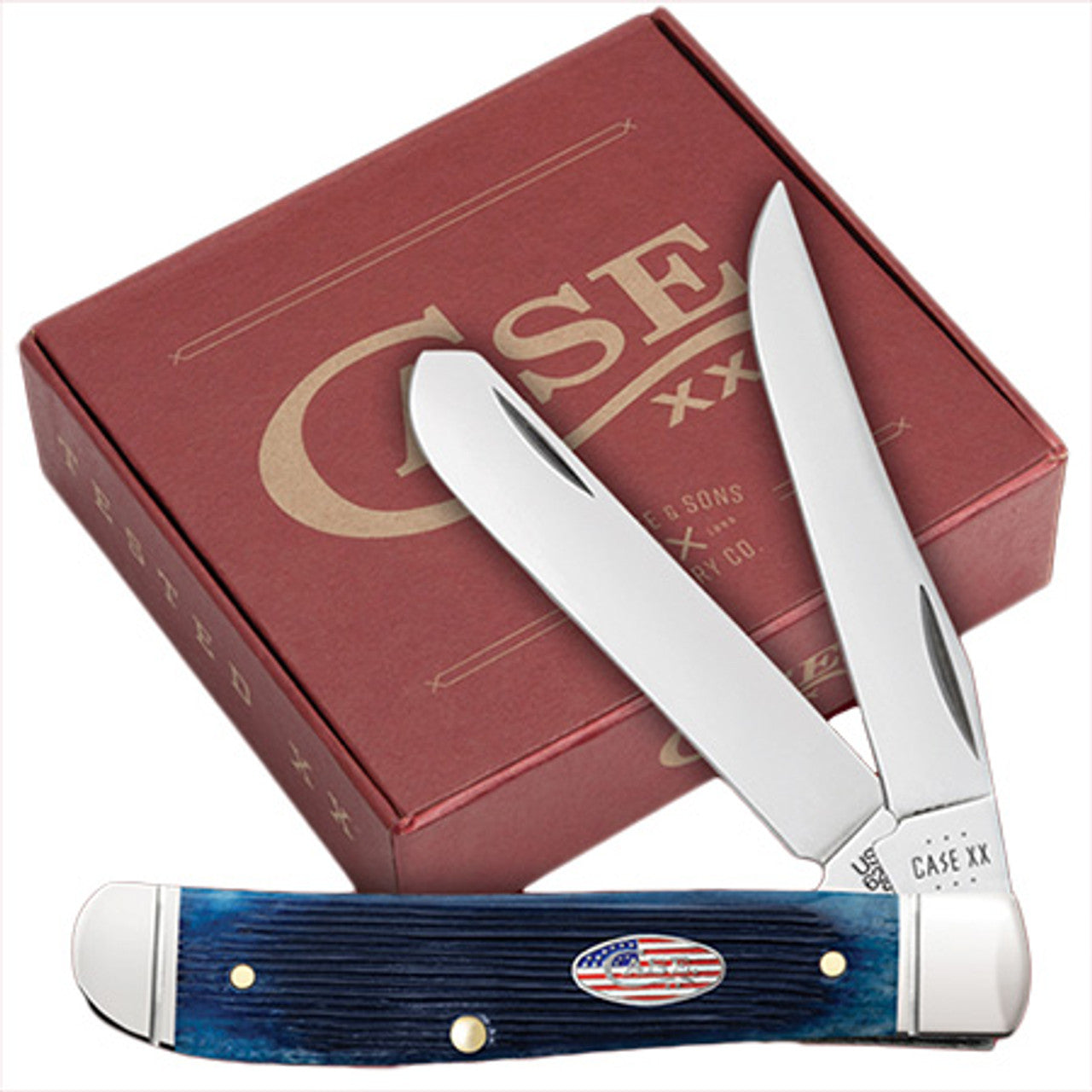 Case Knife Navy Blue Barnboard Mini Trapper 10777