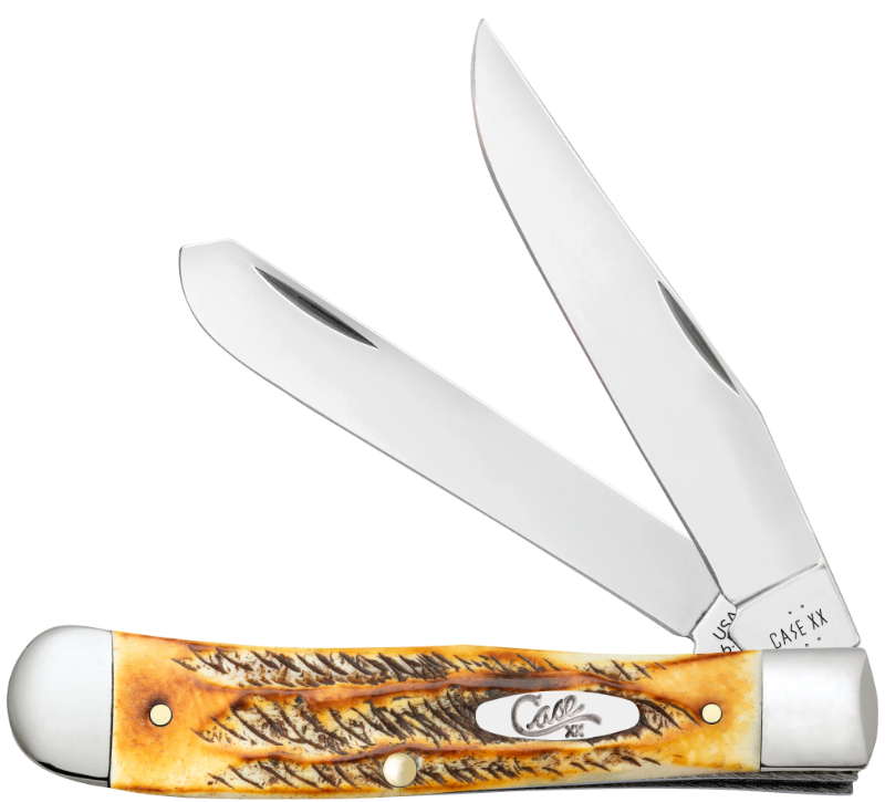 Case Knife 6.5 Bone Stag Trapper w/ Clip 65345
