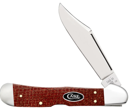 Case Knife Dark Red Burlap Micarta Copperlock 12275