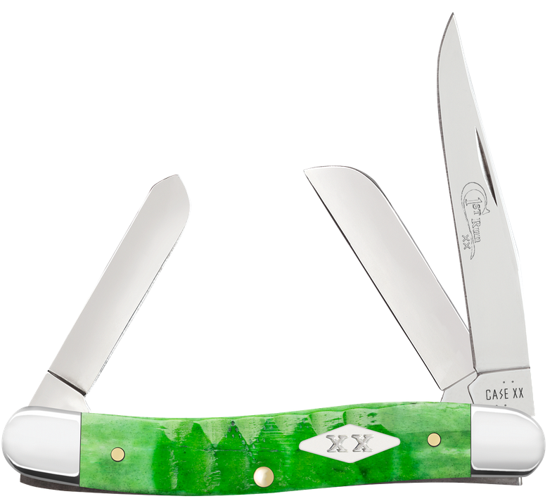 Case Knife First Production Run Bright Green Bone Gator Jig Medium Stockman 81442