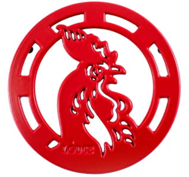 Lodge Rooster Trivet Red