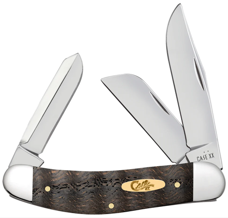 Case Knife Black Curly Oak Wood Smooth Sowbelly 14011