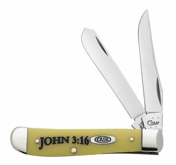 Case Knife Yellow Trapper John 3:16 08850