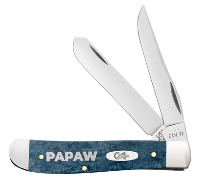 Case Knife Papaw Mediterranean Blue Bone Mini Trapper W/Tin 10432
