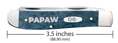 Case Knife Papaw Mediterranean Blue Bone Mini Trapper W/Tin 10432