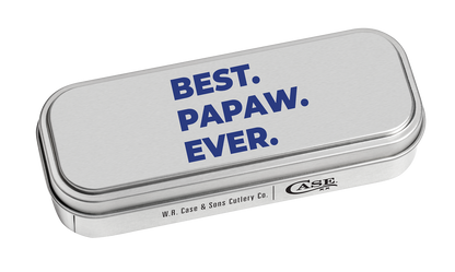 Case Knife Papaw Mediterranean Blue Bone Mini Trapper W/Tin 10432