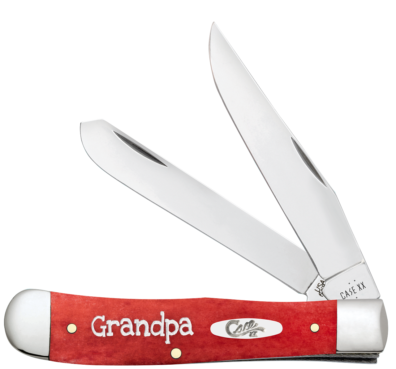 Case Knife Grandpa Dark Red Bone Smooth Trapper W/Tin 10433