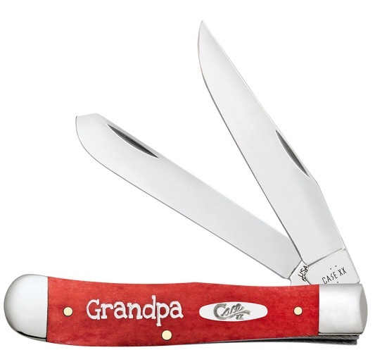 Case Knife Grandpa Dark Red Bone Smooth Trapper W/Tin 10433