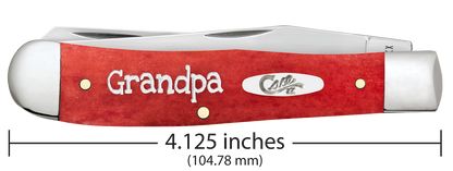 Case Knife Grandpa Dark Red Bone Smooth Trapper W/Tin 10433
