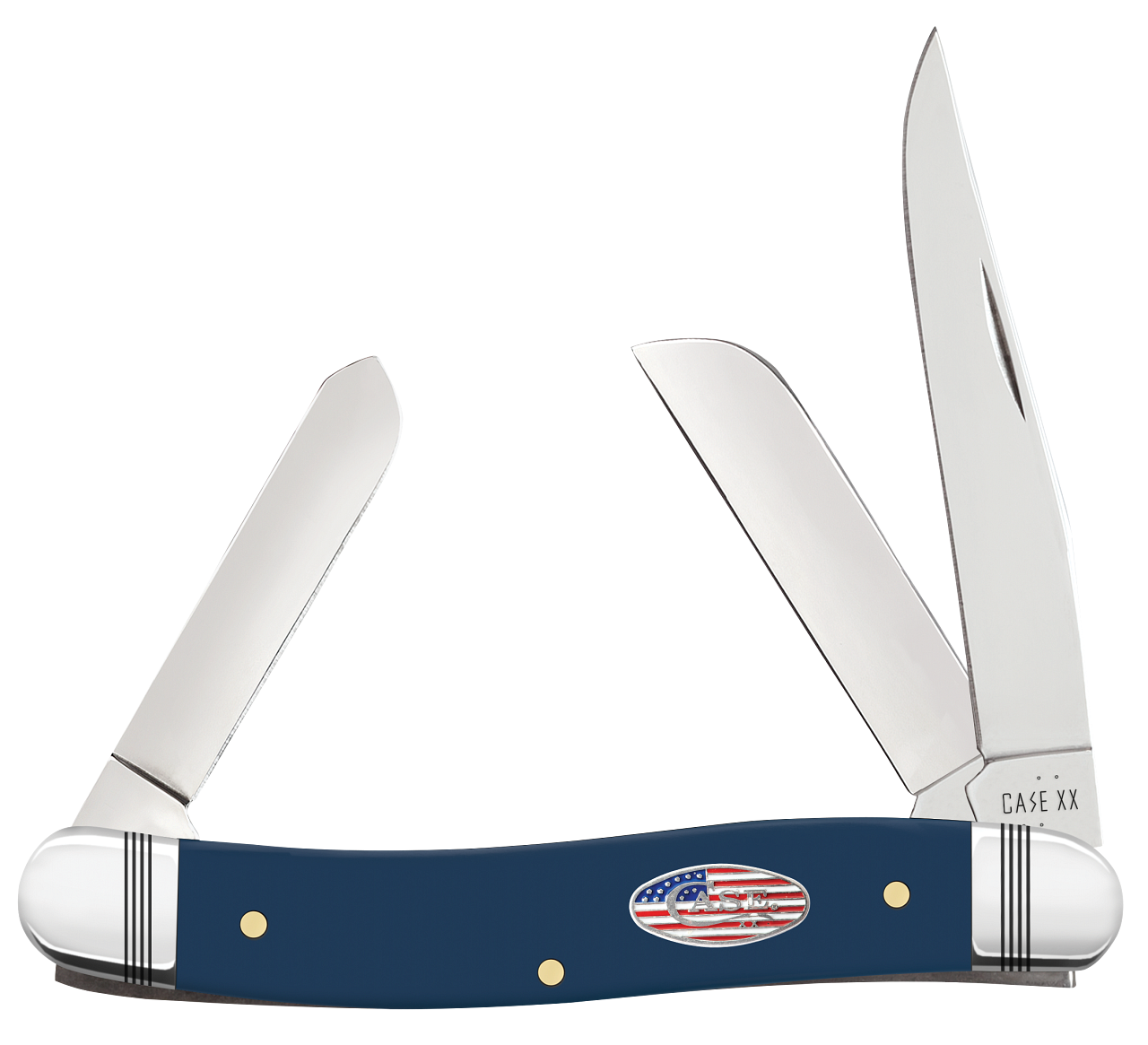 Case Knife Navy Blue Synthetic Smooth Medium Stockman 10863