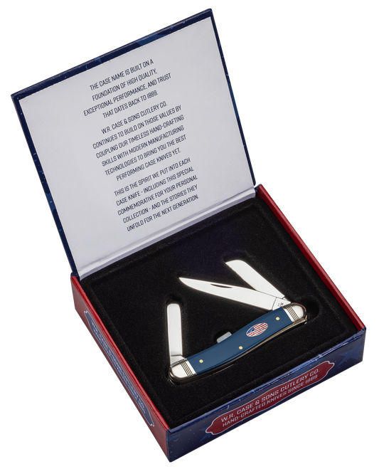Case Knife Navy Blue Synthetic Smooth Medium Stockman 10863