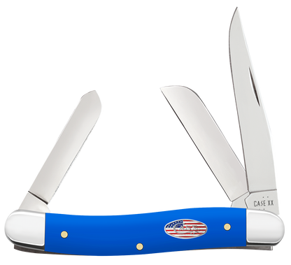 Case Knife Royal Blue Synthetic Smooth Medium Stockman 16402