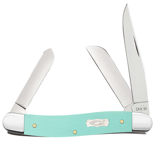 Case Knife Seafoam Green G-10 Smooth Medium Stockman 18111