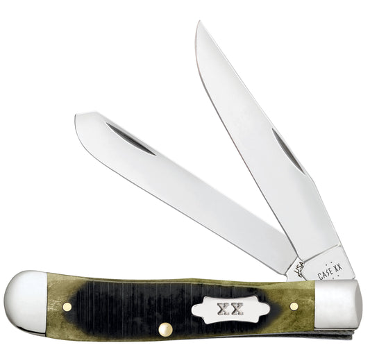 Case Knife Olive Green Sawcut Jig Trapper 39230