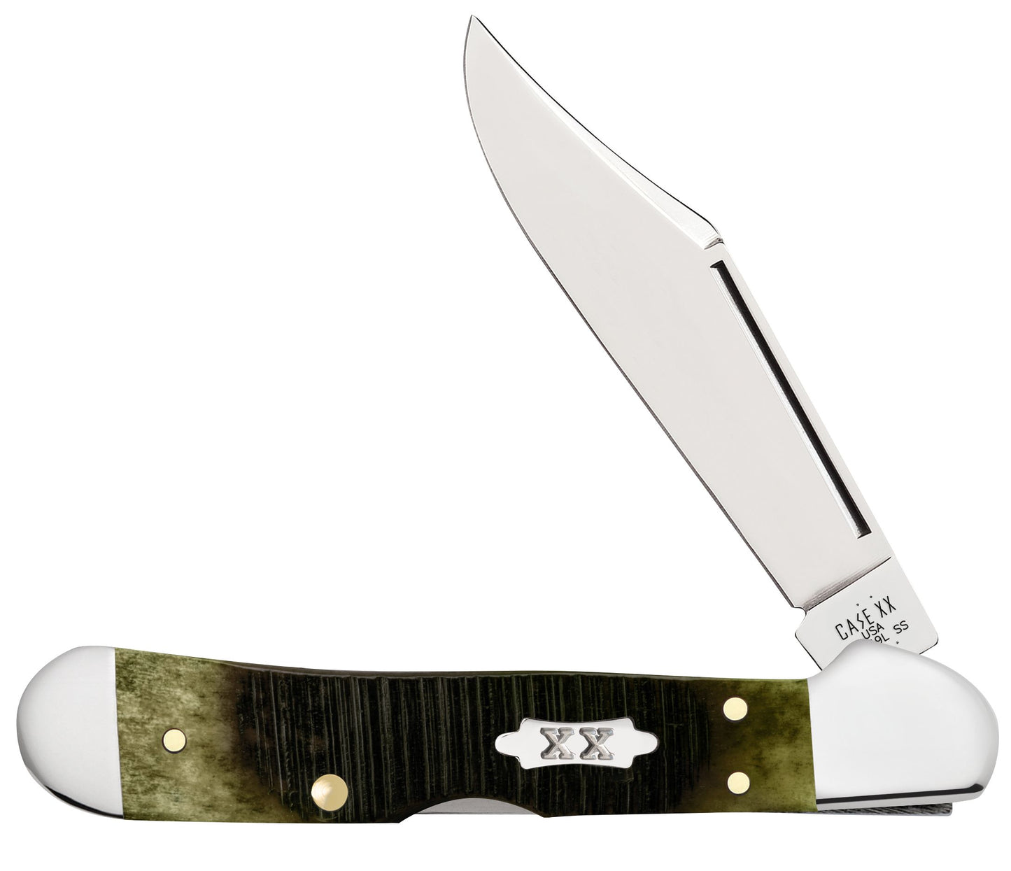 Case Knife Olive Green Sawcut Jig Mini Copperlock 39236