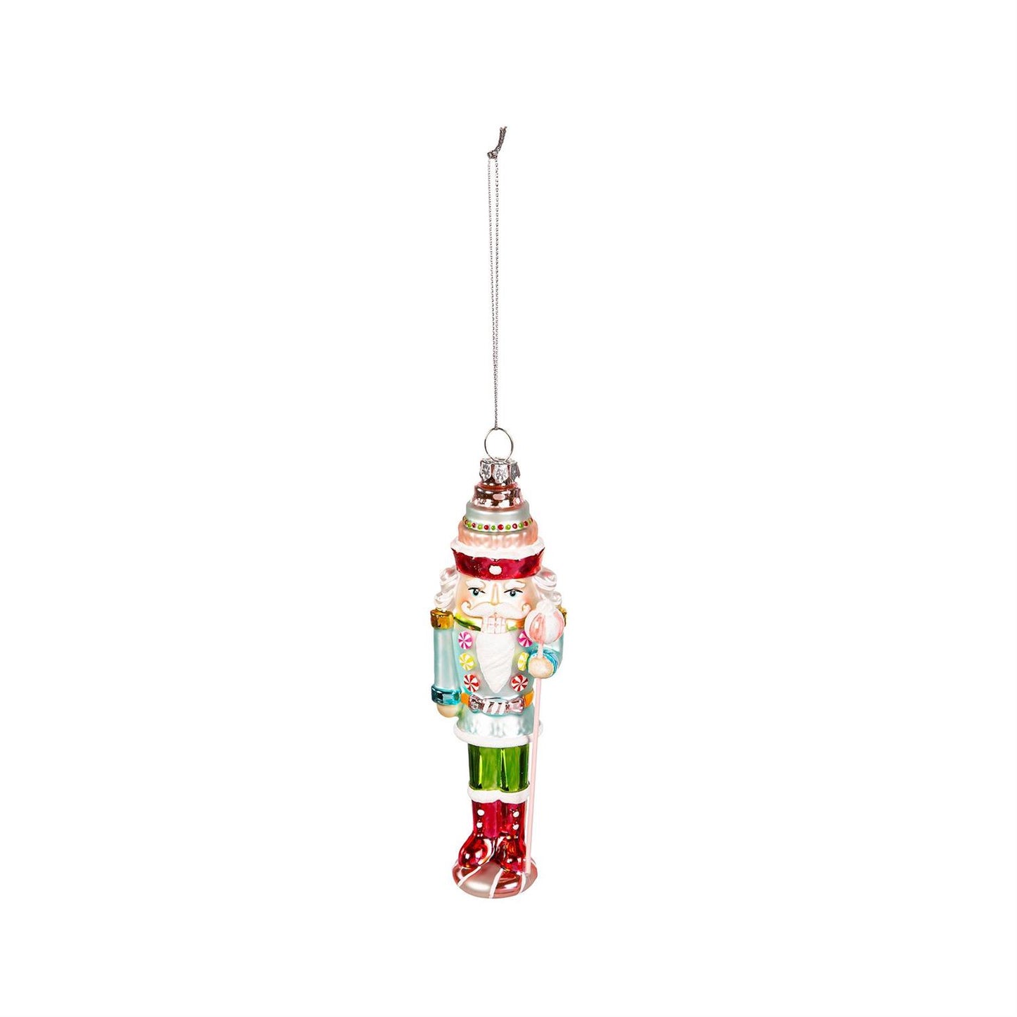 Glass Candy Nutcracker Ornament 6 Inches