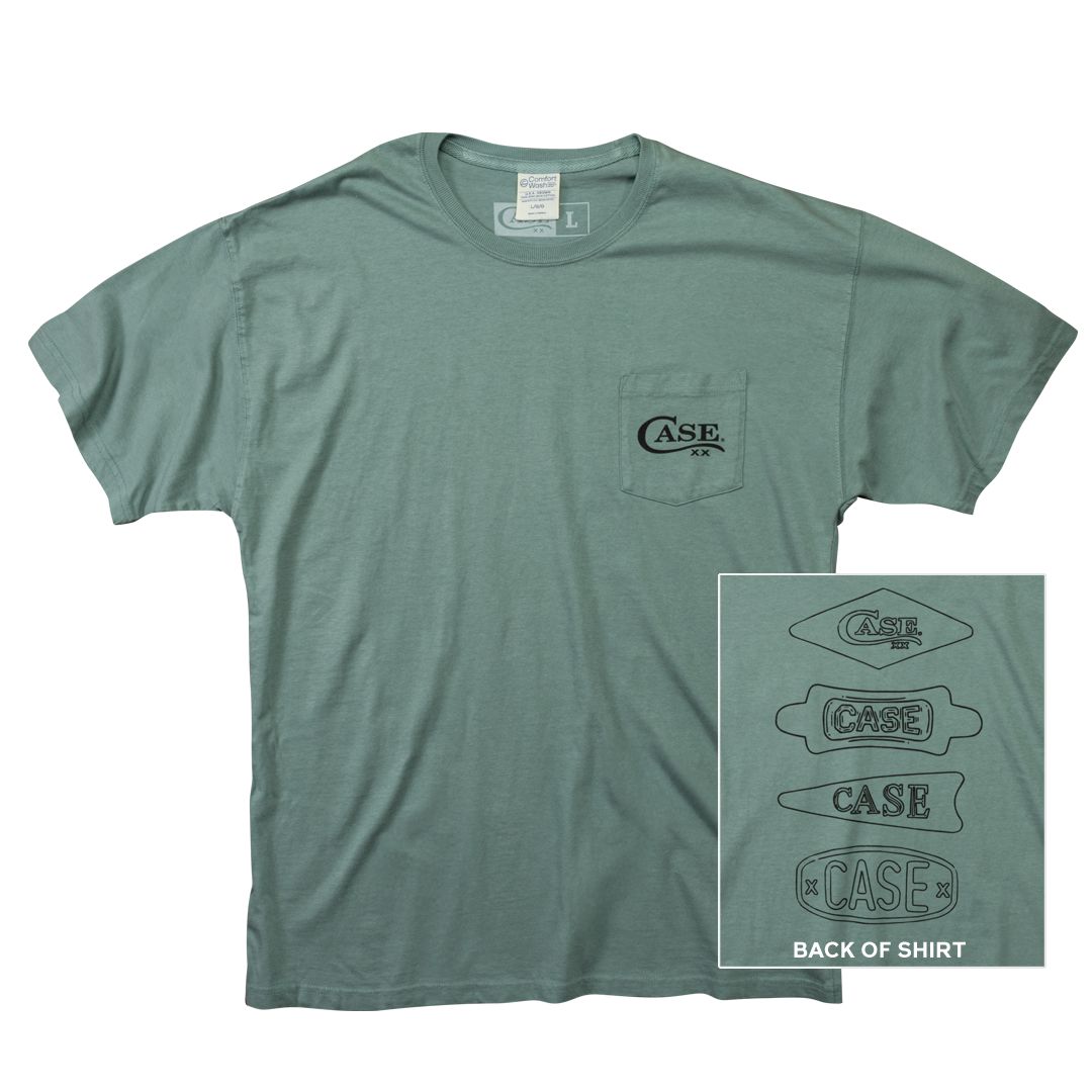 Case Knife T Shirt Cypress Grn W/Case Logo Front Pocket/Shld Design Back