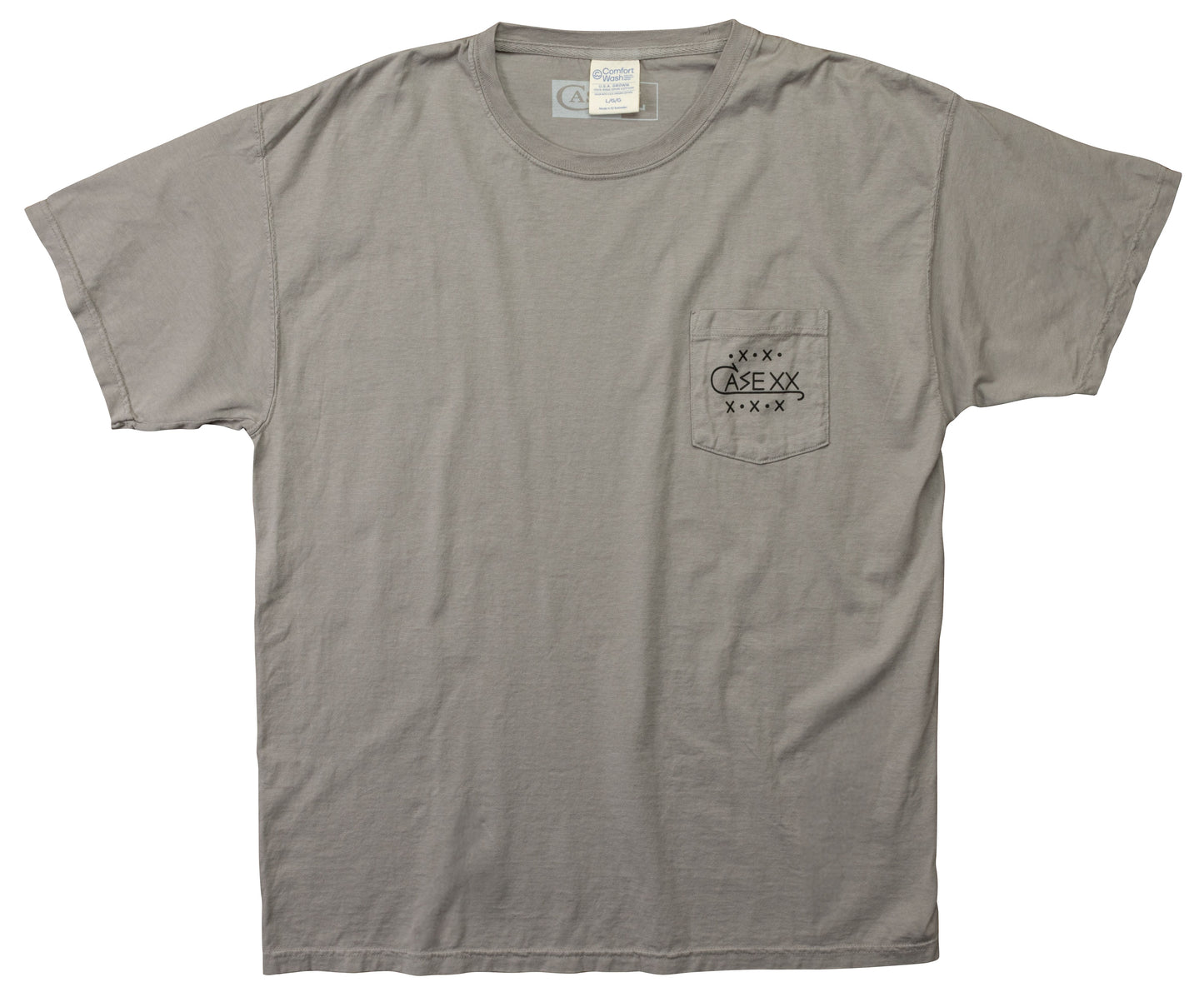 Case Knife T Shirt Concrete Gray W/Case Tang Logo Front Pocket