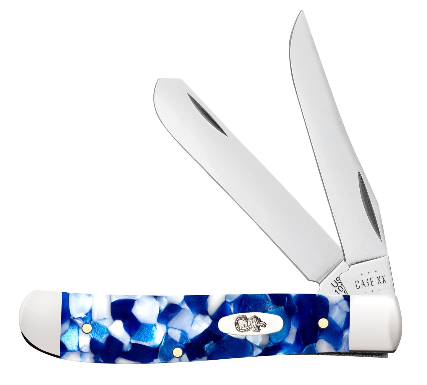 Case Knife Blue Crackle Kirinite Mini Trapper 50725