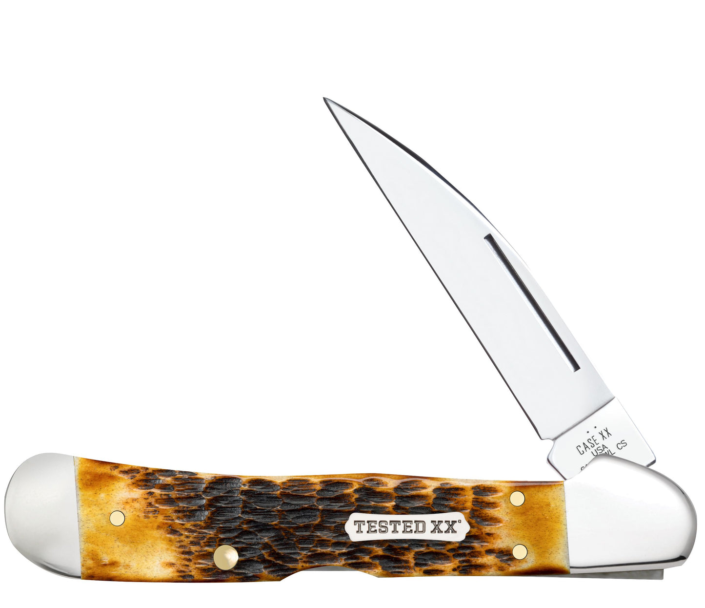 Case Knife Burnt Amber Bone Copperlock 51392 (CS)