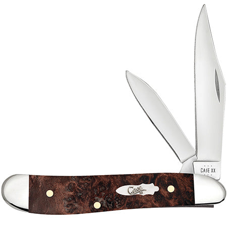 Case Knife Brown Maple Burl Wood Peanut 64059