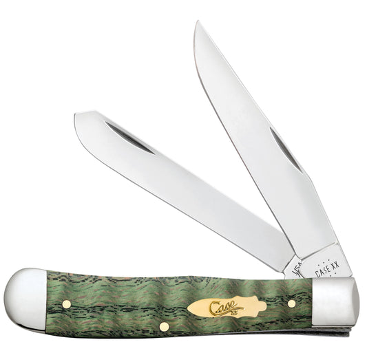 Case Knife Kelly Green Curly Oak Smooth Trapper 64070