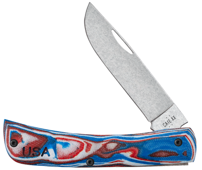 Case Knife Red/White/Blue Burl G-10 Smooth XR Sod Buster Jr 66386