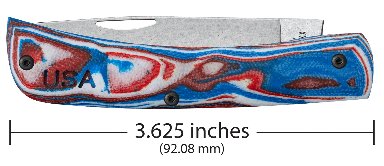 Case Knife Red/White/Blue Burl G-10 Smooth XR Sod Buster Jr 66386
