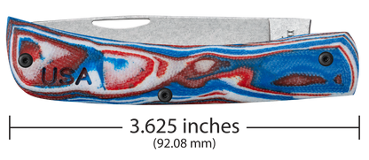 Case Knife Red/White/Blue Burl G-10 Smooth XR Sod Buster Jr 66386