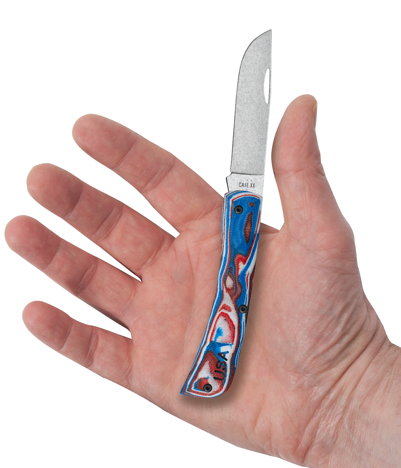 Case Knife Red/White/Blue Burl G-10 Smooth XR Sod Buster Jr 66386