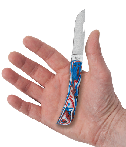 Case Knife Red/White/Blue Burl G-10 Smooth XR Sod Buster Jr 66386