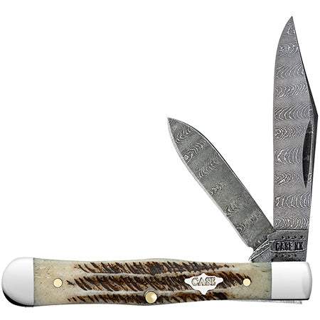 Case Knife Vintage Bone Small Swell Center Damacus 77462