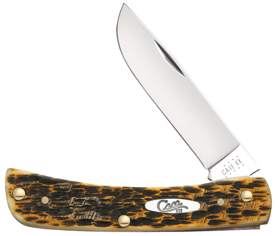 Case Knife Amber Bone Peach Seed Sod Buster 00245