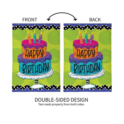 Happy Birthday Cake Garden Flag