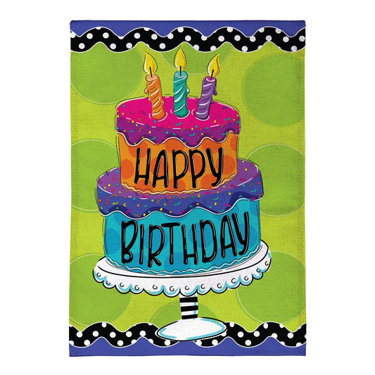 Happy Birthday Cake Garden Flag