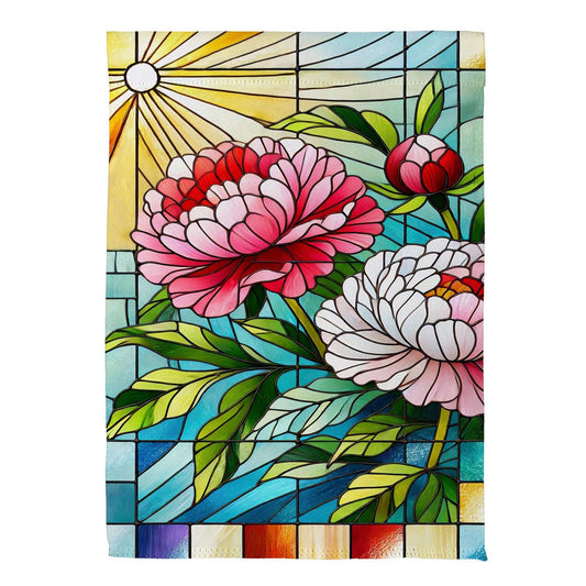 Floral Stained Glass Garden Flag