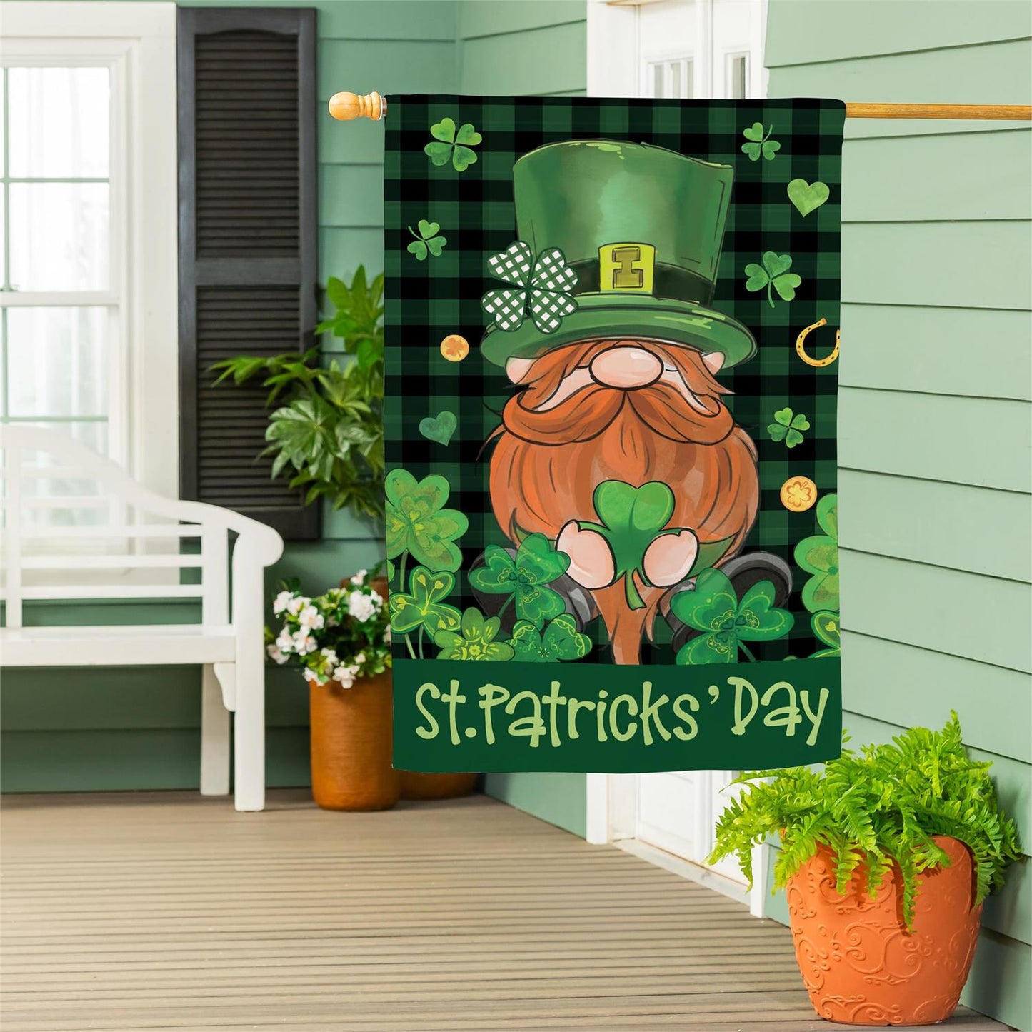 St. Patrick's Day Leprechaun House Flag