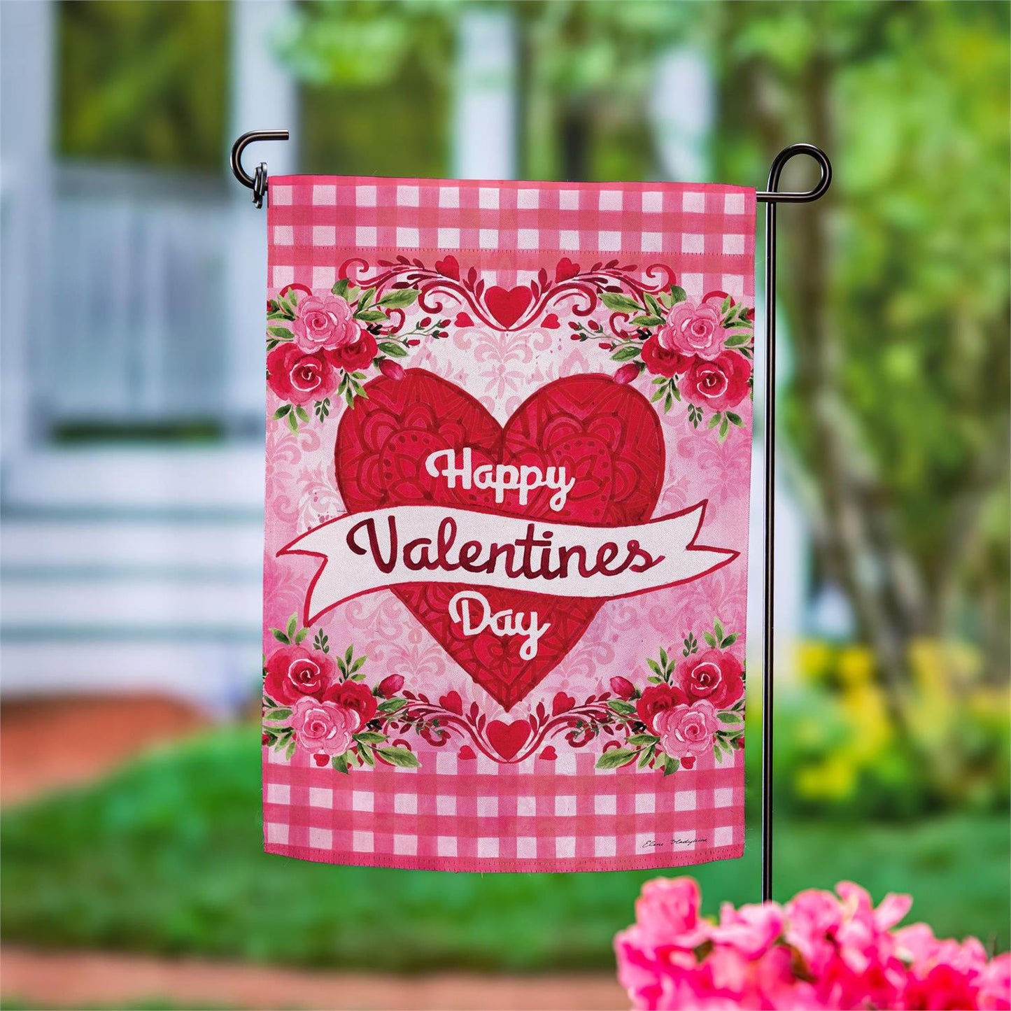 Happy Valentines Day Swirl Garden Flag