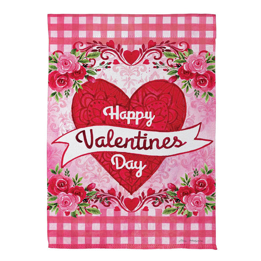 Happy Valentines Day Swirl Garden Flag