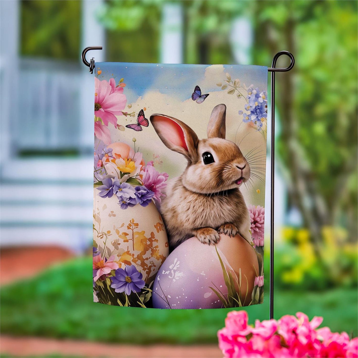 Bunny Suede Garden Flag