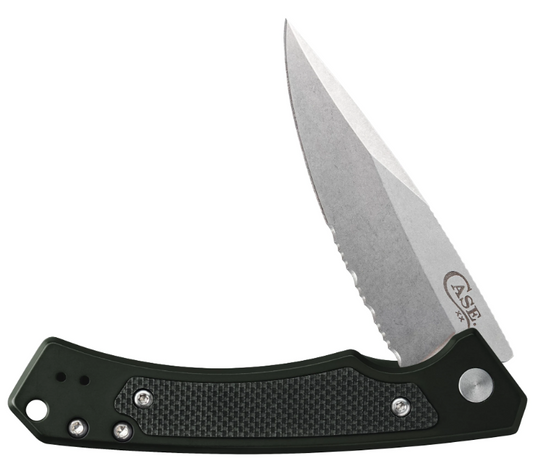 Case Knife Green Anodized G10 Marilla Drop Point Serrated 25879