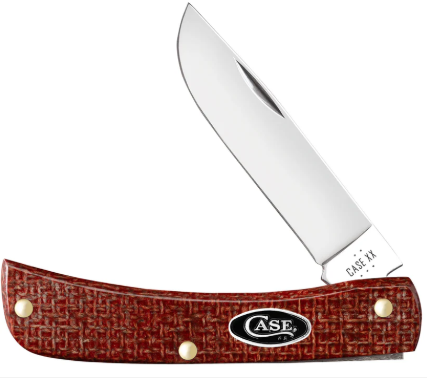 Case Knife Dark Red Burlap Micarta Sod Buster Jr 12273